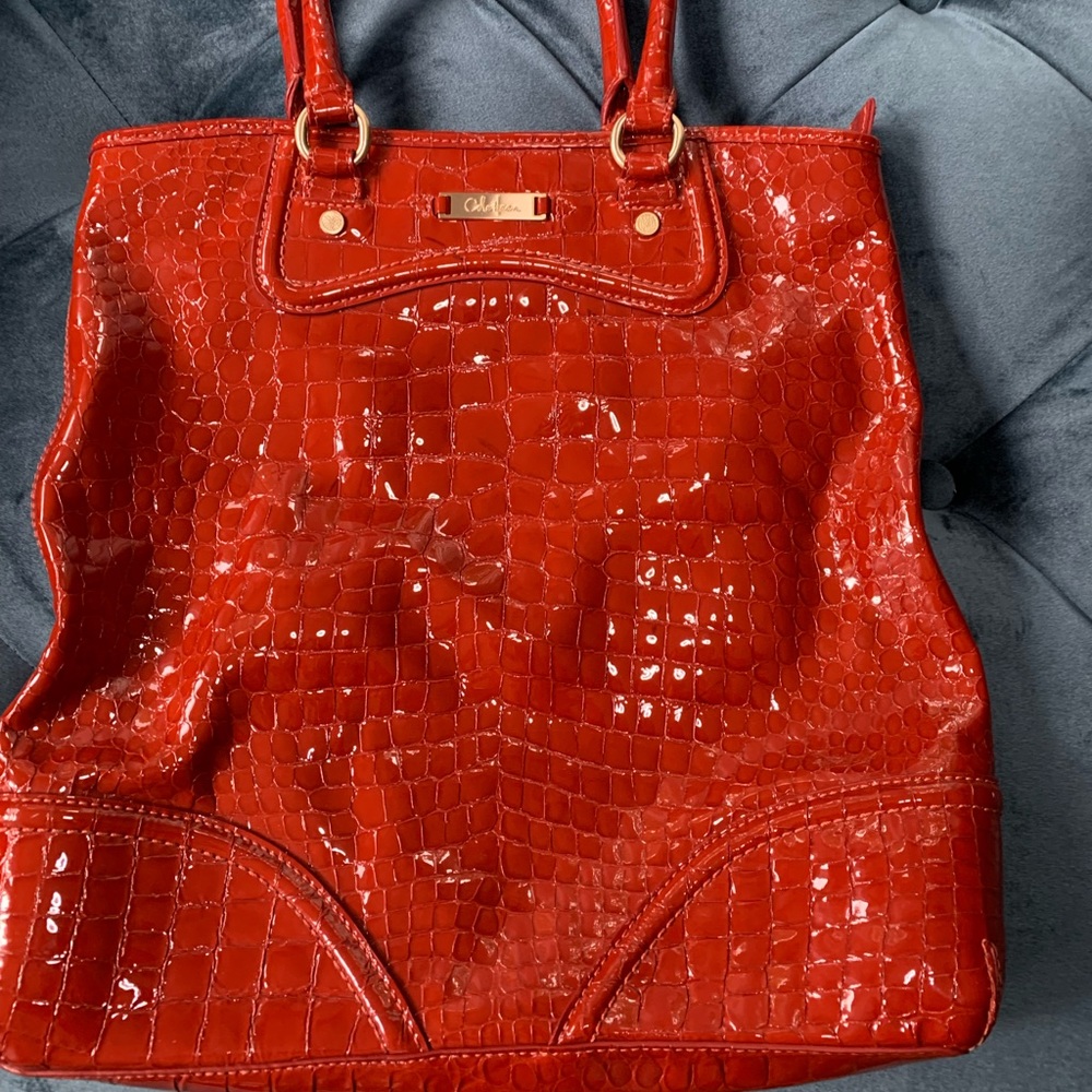 Cole Haan Orange Patent Leather Tote Bag